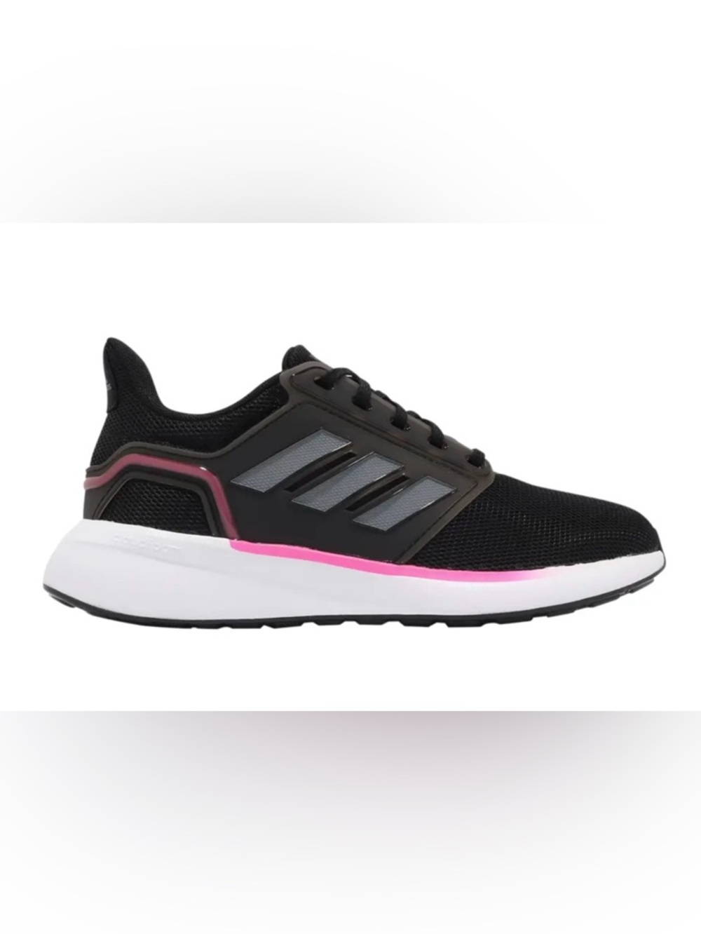 Adidas Women's Black with Pink Accent Athletic Running Sneakers EQ19 RUN - Picture 2 of 3